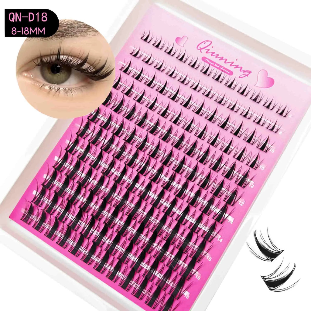 QIUNING Lash Clusters Manga Lash Clusters Kit Clear Fairy Eyelash Clusters Wet-Look Spiky Anime Lashes Individual Lashes BOND