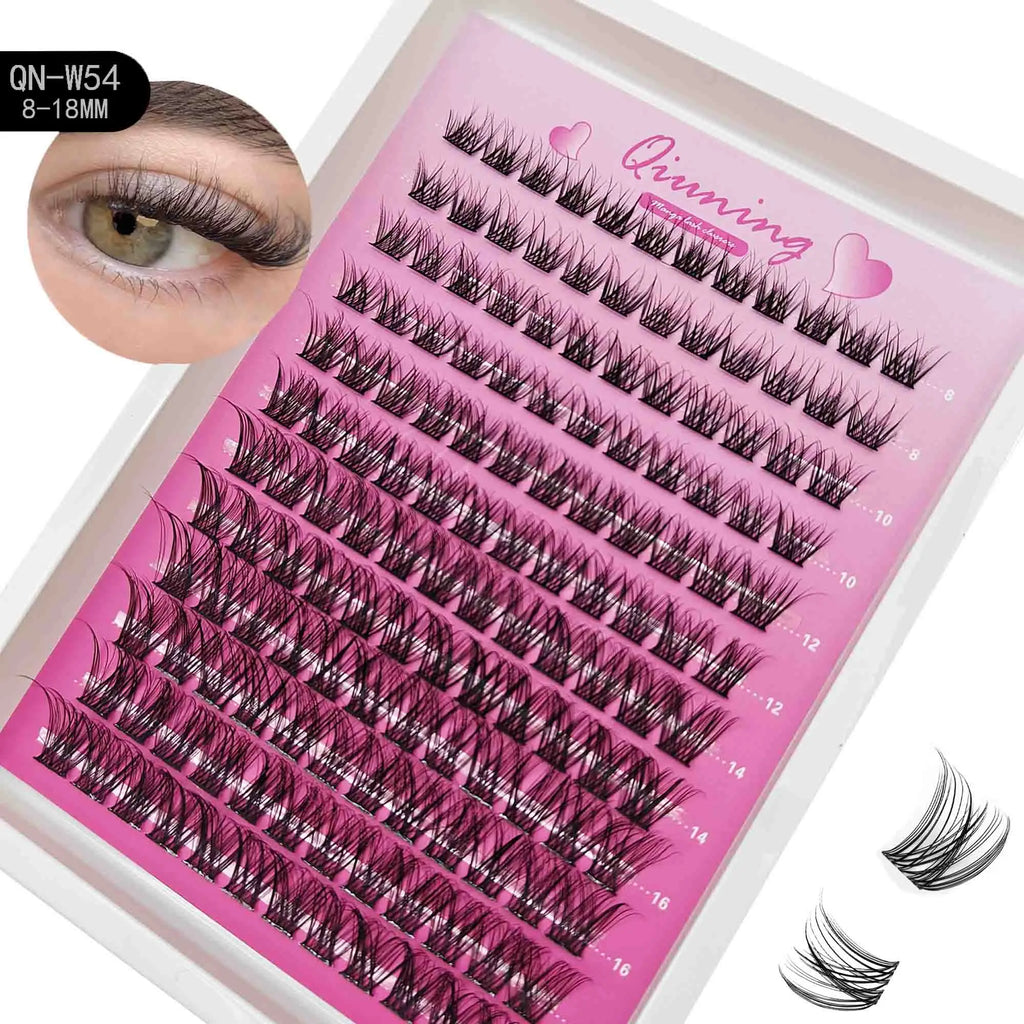 QIUNING Lash Clusters Manga Lash Clusters Kit Clear Fairy Eyelash Clusters Wet-Look Spiky Anime Lashes Individual Lashes BOND
