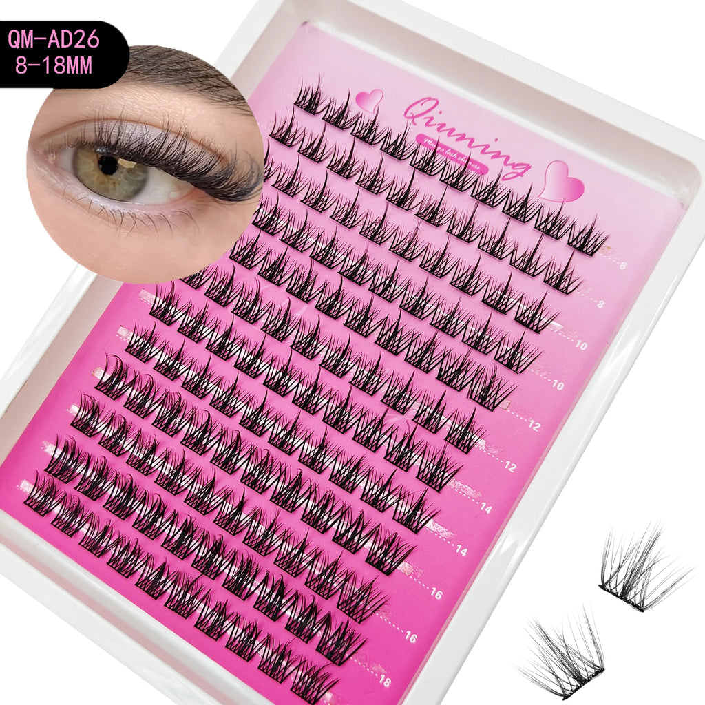 QIUNING Lash Clusters Manga Lash Clusters Kit Clear Fairy Eyelash Clusters Wet-Look Spiky Anime Lashes Individual Lashes BOND