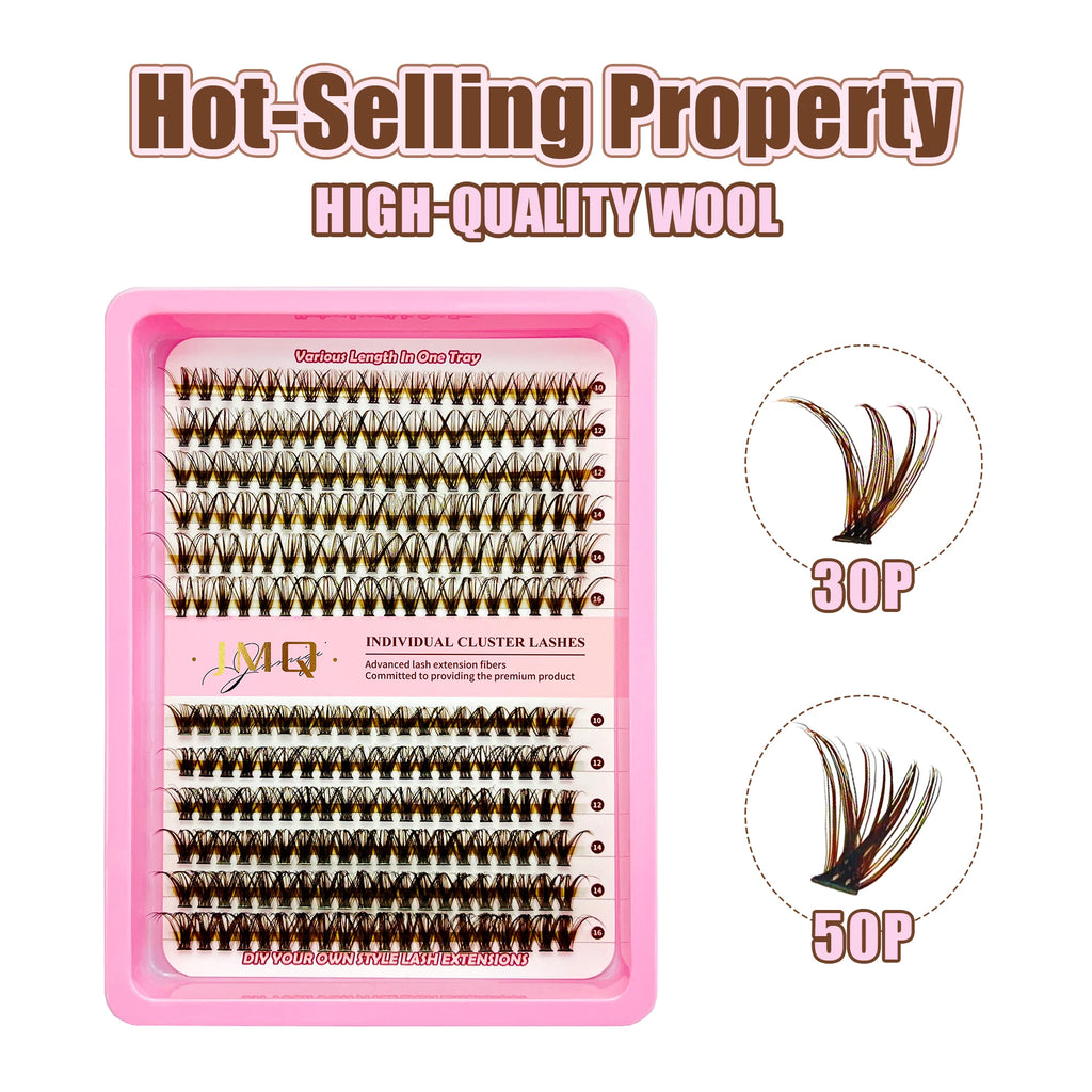 LAKANAKU 168 Fans Diy Cluster Lashes Cat Eye Lashes Invisible Band Premium Mink Manga Lash Clusters