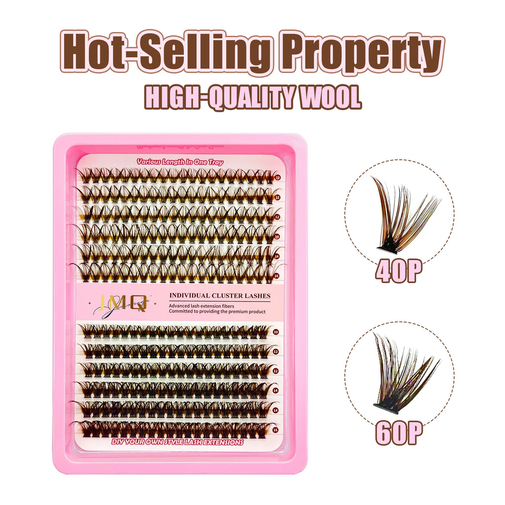 LAKANAKU 168 Fans Diy Cluster Lashes Cat Eye Lashes Invisible Band Premium Mink Manga Lash Clusters