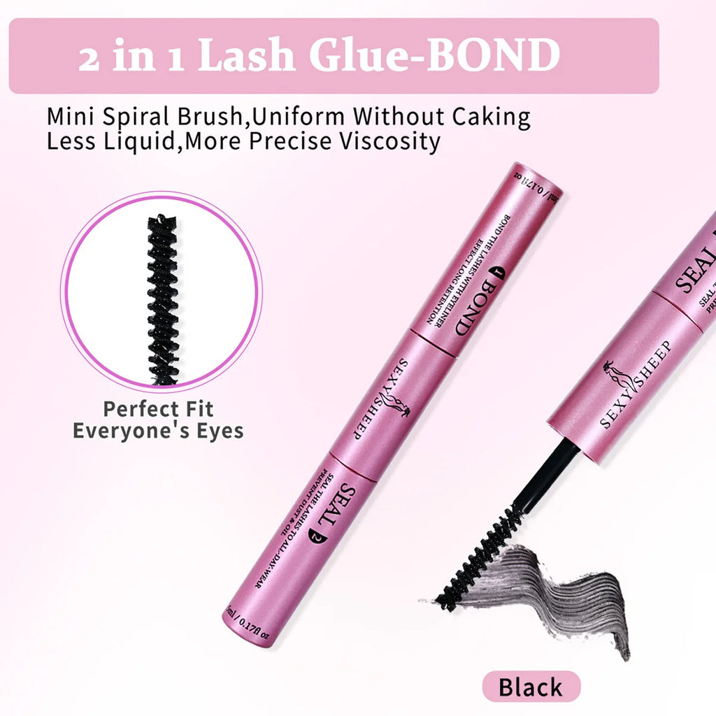 Lash Cluster Bond and Seal Waterproof Glue for Eyelash Clusters 10ml 2-in-1 Super Hold Long-Lasting Home Use Strong Hold